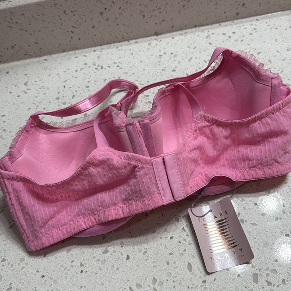 Savage x Fenty NEW Pink Back to the Boudoir Balconette Bra Swiss dot SZ 38DDD - Picture 3 of 5
